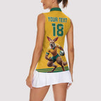 Custom Australia Rugby Women Sleeveless Polo Shirt Wallabies Mascot Sporty Style - Aussie Hoodie