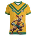 Custom Australia Rugby Women V-Neck T-Shirt Wallabies Mascot Sporty Style - Aussie Hoodie
