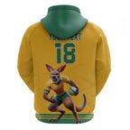 Custom Australia Rugby Zip Hoodie Wallabies Mascot Sporty Style - Aussie Hoodie