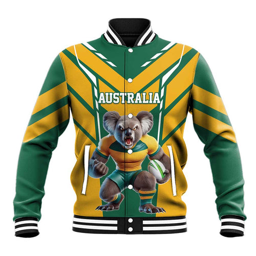 Custom Australia Rugby Baseball Jacket Koala Mascot Sporty Style - Aussie Hoodie