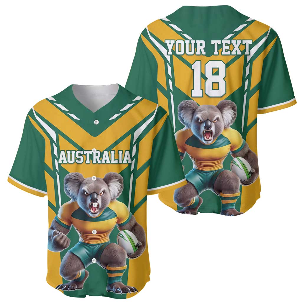 Custom Australia Rugby Baseball Jersey Koala Mascot Sporty Style - Aussie Hoodie
