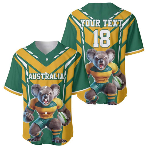 Custom Australia Rugby Baseball Jersey Koala Mascot Sporty Style - Aussie Hoodie