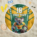 Custom Australia Rugby Beach Blanket Koala Mascot Sporty Style - Aussie Hoodie