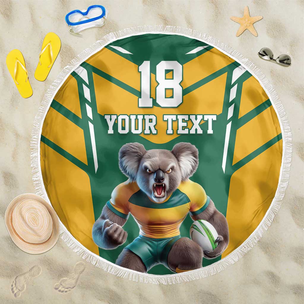 Custom Australia Rugby Beach Blanket Koala Mascot Sporty Style - Aussie Hoodie