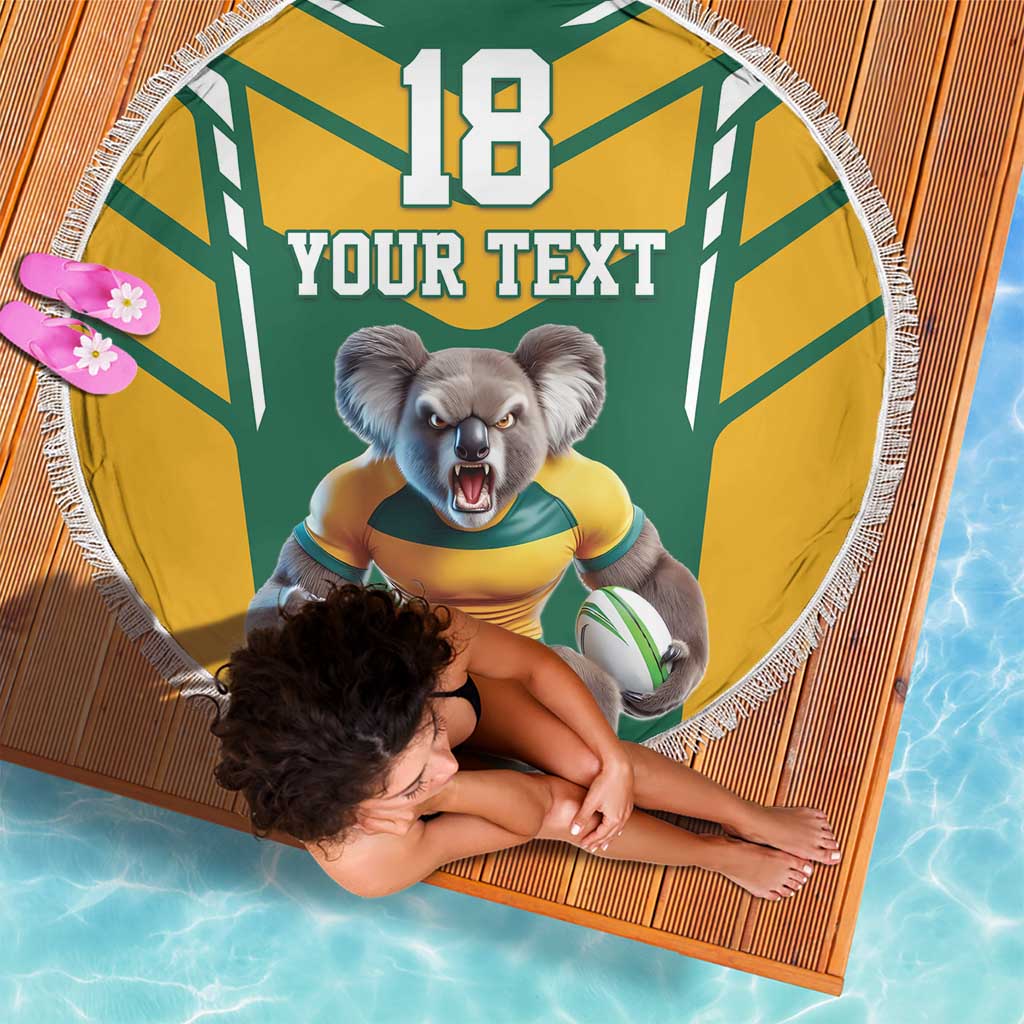 Custom Australia Rugby Beach Blanket Koala Mascot Sporty Style - Aussie Hoodie