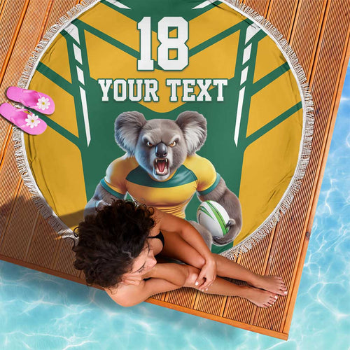 Custom Australia Rugby Beach Blanket Koala Mascot Sporty Style - Aussie Hoodie