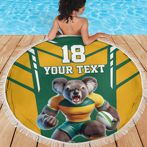 Custom Australia Rugby Beach Blanket Koala Mascot Sporty Style - Aussie Hoodie