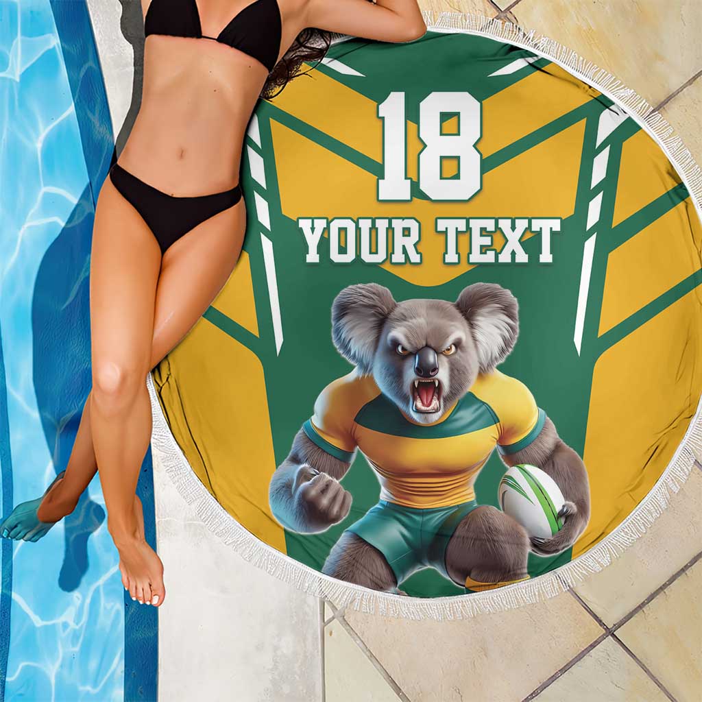 Custom Australia Rugby Beach Blanket Koala Mascot Sporty Style - Aussie Hoodie