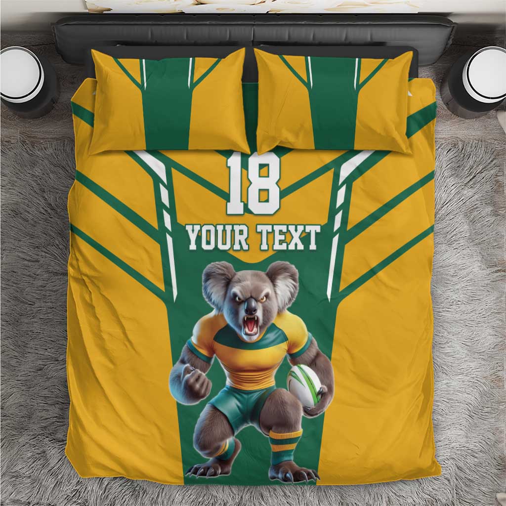 Custom Australia Rugby Bedding Set Koala Mascot Sporty Style - Aussie Hoodie