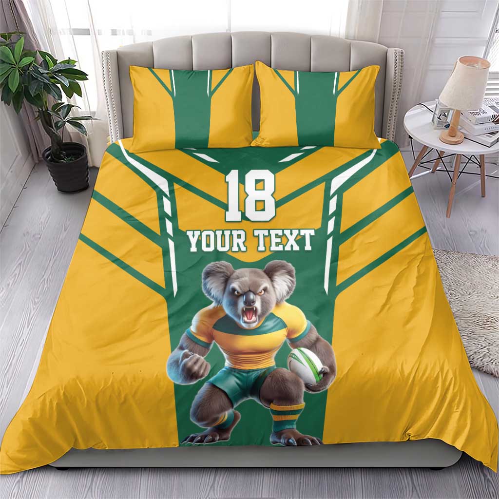 Custom Australia Rugby Bedding Set Koala Mascot Sporty Style - Aussie Hoodie