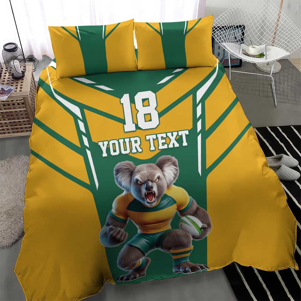 Custom Australia Rugby Bedding Set Koala Mascot Sporty Style - Aussie Hoodie