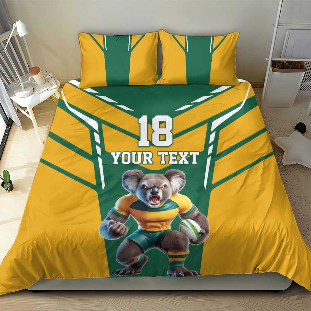 Custom Australia Rugby Bedding Set Koala Mascot Sporty Style - Aussie Hoodie