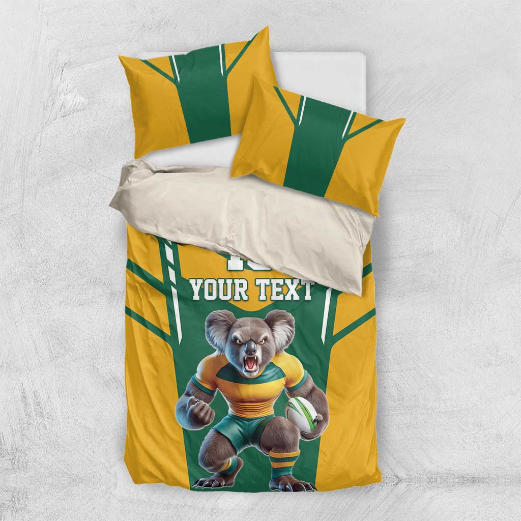 Custom Australia Rugby Bedding Set Koala Mascot Sporty Style - Aussie Hoodie