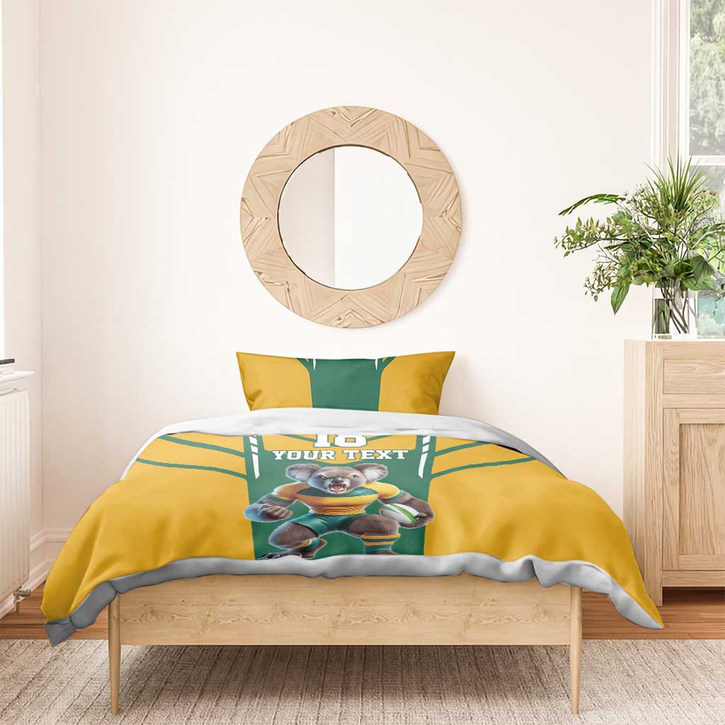 Custom Australia Rugby Bedding Set Koala Mascot Sporty Style - Aussie Hoodie