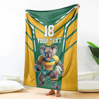 Custom Australia Rugby Blanket Koala Mascot Sporty Style - Aussie Hoodie