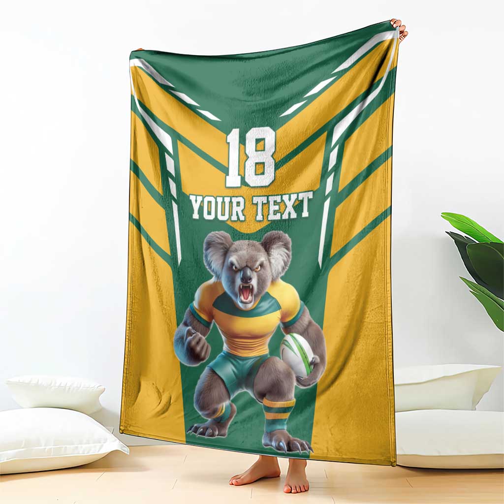 Custom Australia Rugby Blanket Koala Mascot Sporty Style - Aussie Hoodie
