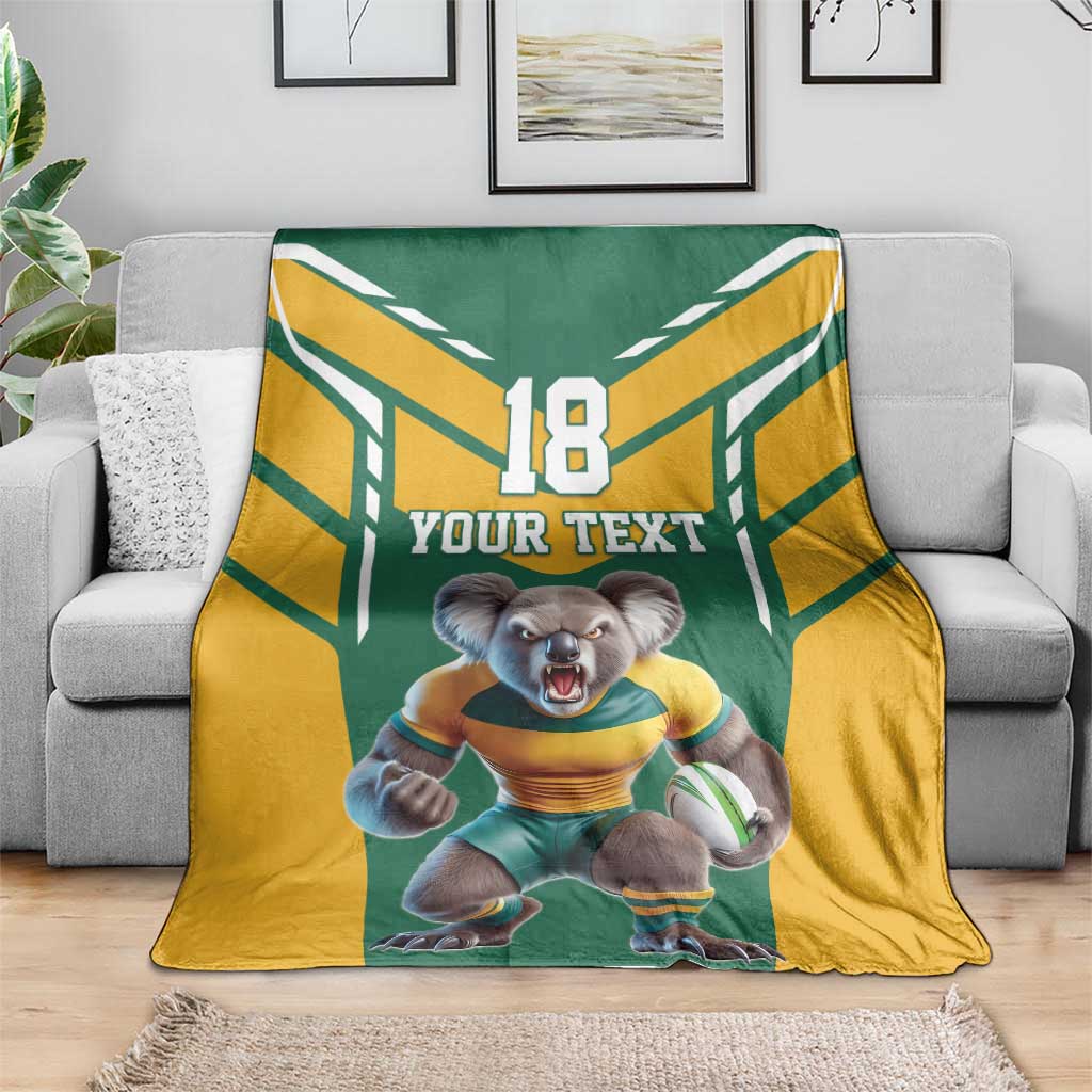 Custom Australia Rugby Blanket Koala Mascot Sporty Style - Aussie Hoodie