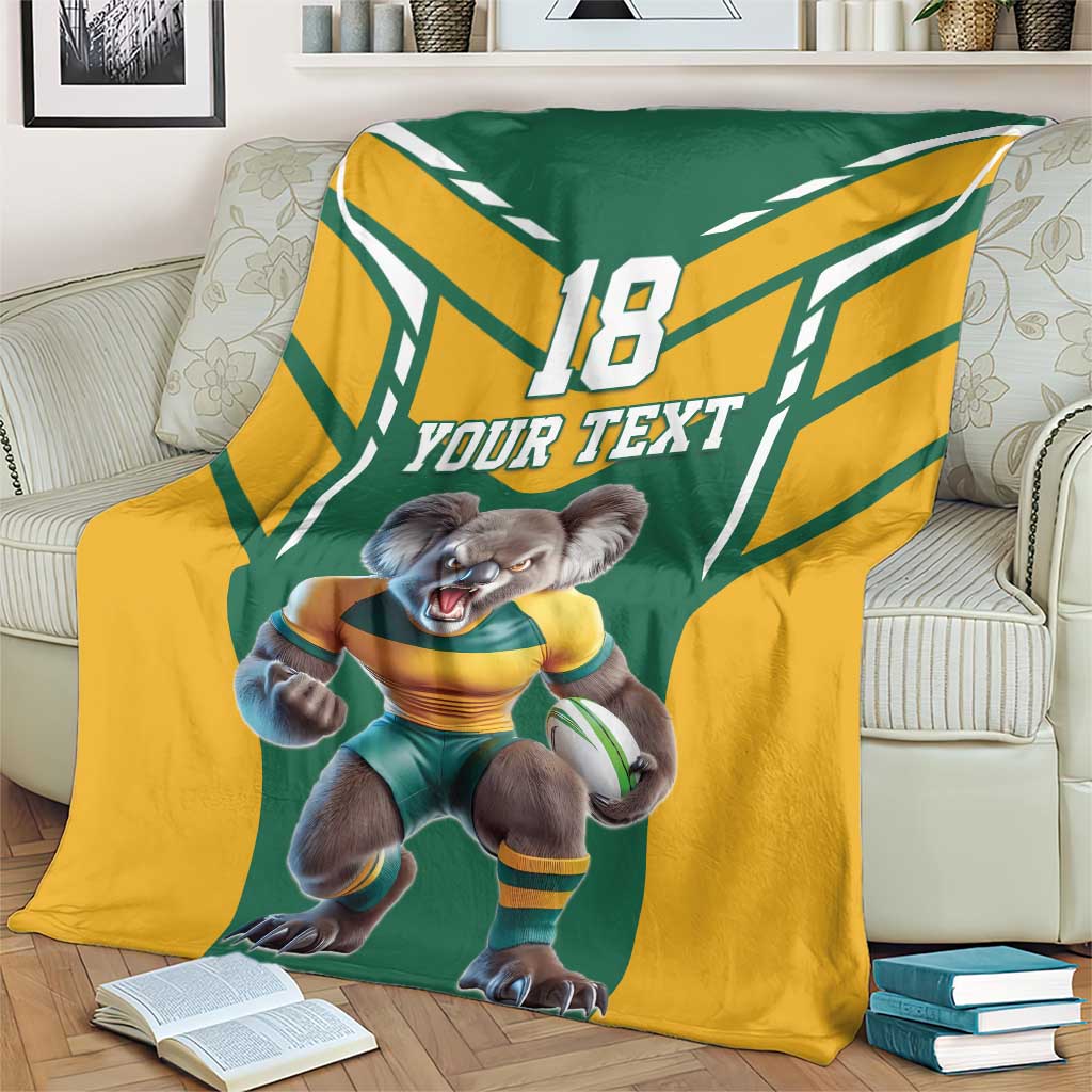 Custom Australia Rugby Blanket Koala Mascot Sporty Style - Aussie Hoodie