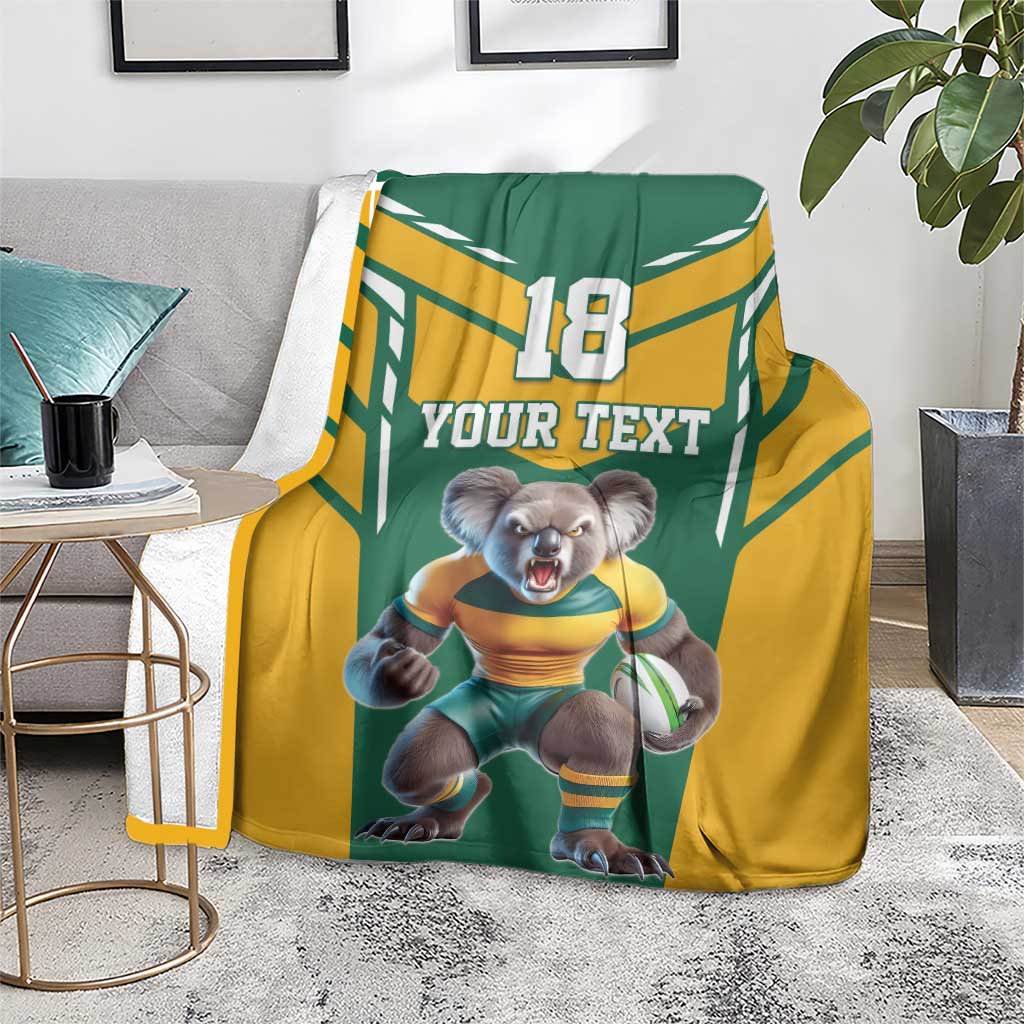 Custom Australia Rugby Blanket Koala Mascot Sporty Style - Aussie Hoodie