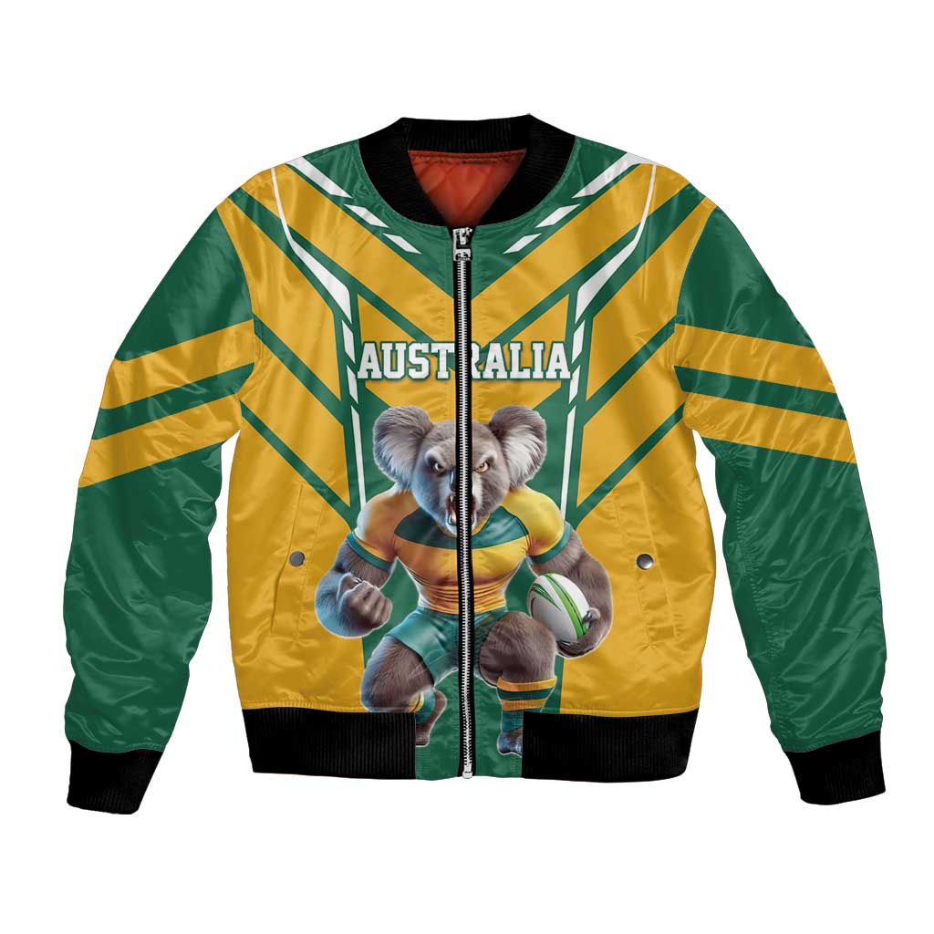 Custom Australia Rugby Bomber Jacket Koala Mascot Sporty Style - Aussie Hoodie