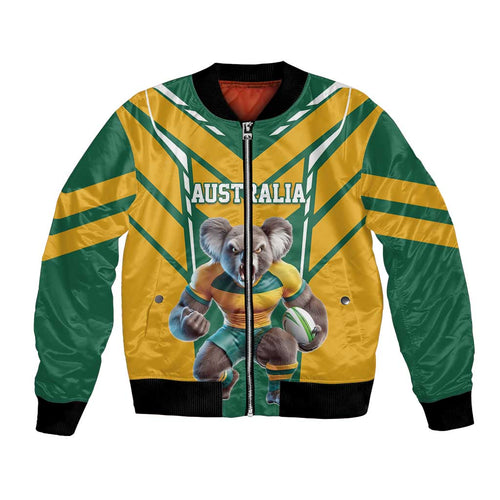 Custom Australia Rugby Bomber Jacket Koala Mascot Sporty Style - Aussie Hoodie