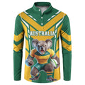 Custom Australia Rugby Button Sweatshirt Koala Mascot Sporty Style - Aussie Hoodie