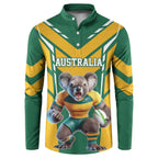 Custom Australia Rugby Button Sweatshirt Koala Mascot Sporty Style - Aussie Hoodie
