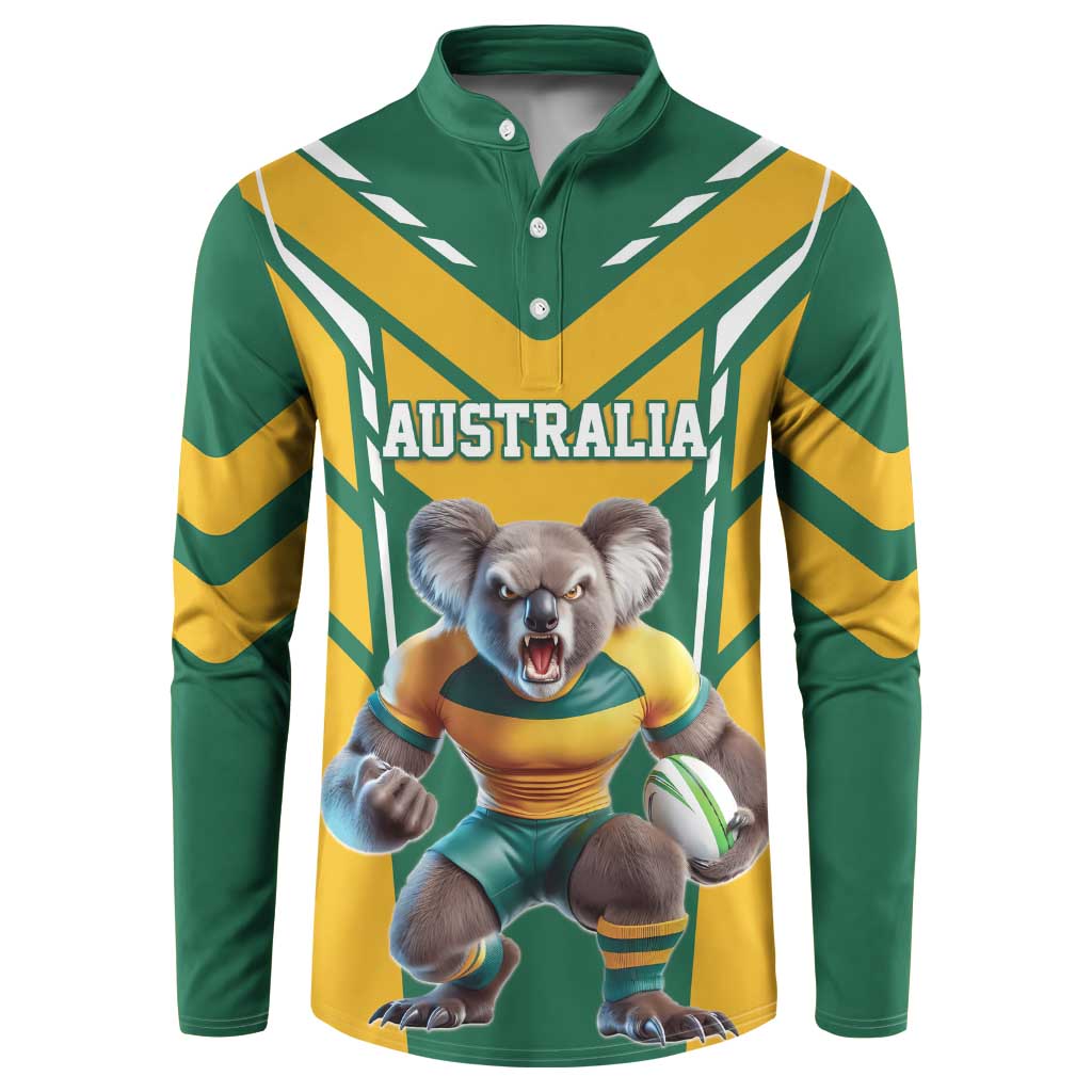 Custom Australia Rugby Button Sweatshirt Koala Mascot Sporty Style - Aussie Hoodie