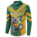 Custom Australia Rugby Button Sweatshirt Koala Mascot Sporty Style - Aussie Hoodie