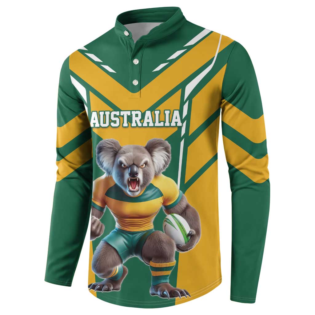 Custom Australia Rugby Button Sweatshirt Koala Mascot Sporty Style - Aussie Hoodie
