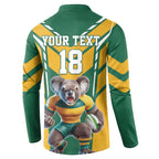 Custom Australia Rugby Button Sweatshirt Koala Mascot Sporty Style - Aussie Hoodie
