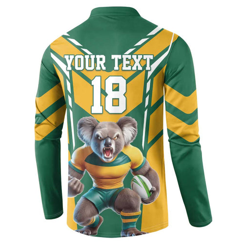 Custom Australia Rugby Button Sweatshirt Koala Mascot Sporty Style - Aussie Hoodie