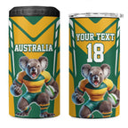 Custom Australia Rugby 4 in 1 Can Cooler Tumbler Koala Mascot Sporty Style - Aussie Hoodie