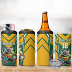 Custom Australia Rugby 4 in 1 Can Cooler Tumbler Koala Mascot Sporty Style - Aussie Hoodie