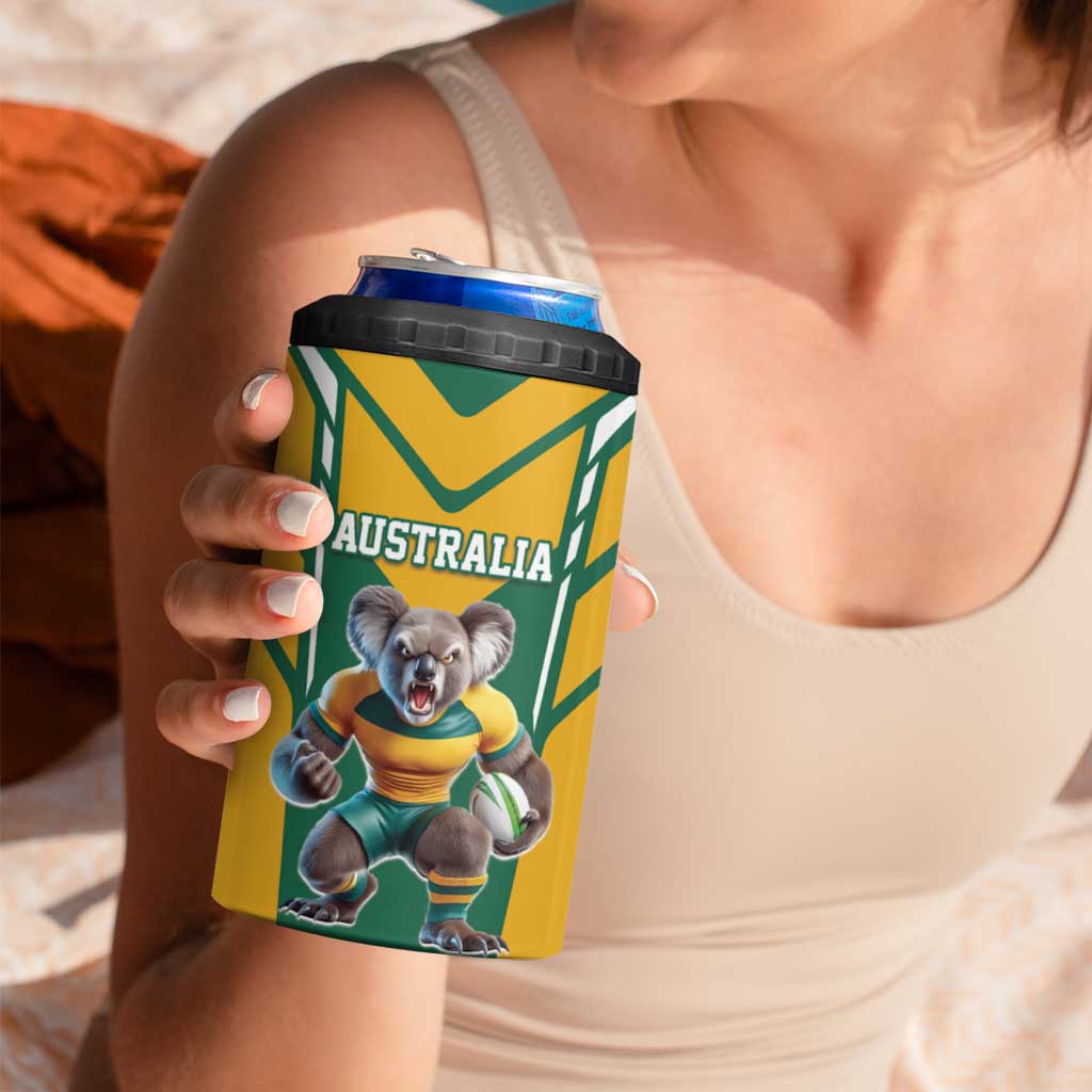 Custom Australia Rugby 4 in 1 Can Cooler Tumbler Koala Mascot Sporty Style - Aussie Hoodie