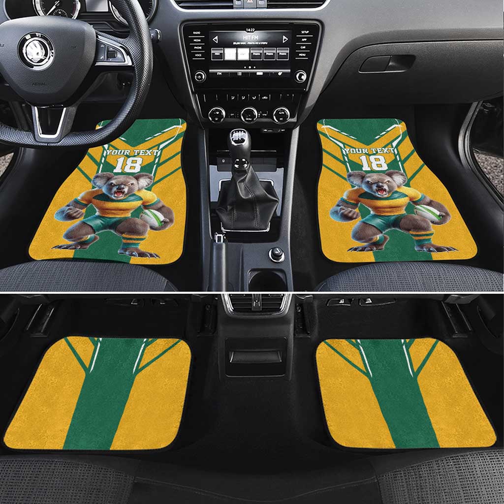 Custom Australia Rugby Car Mats Koala Mascot Sporty Style - Aussie Hoodie