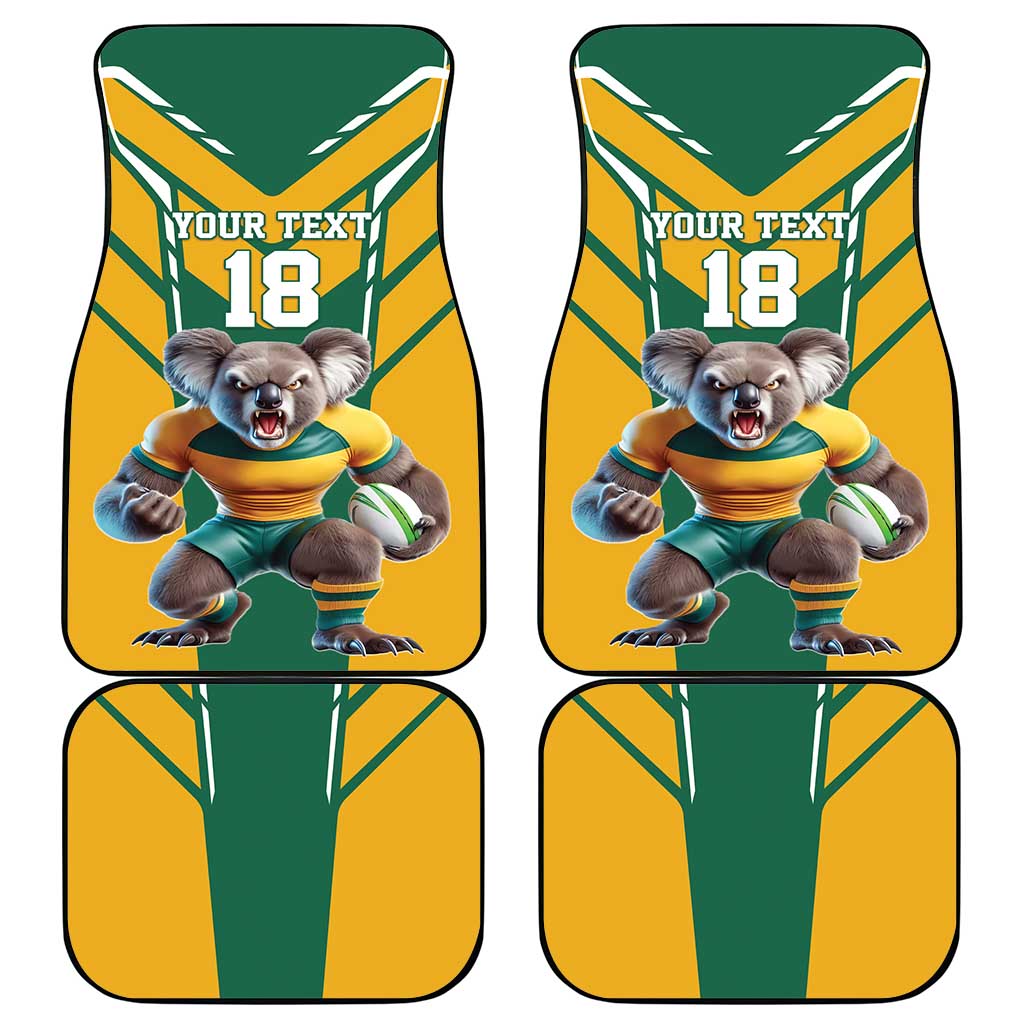 Custom Australia Rugby Car Mats Koala Mascot Sporty Style - Aussie Hoodie