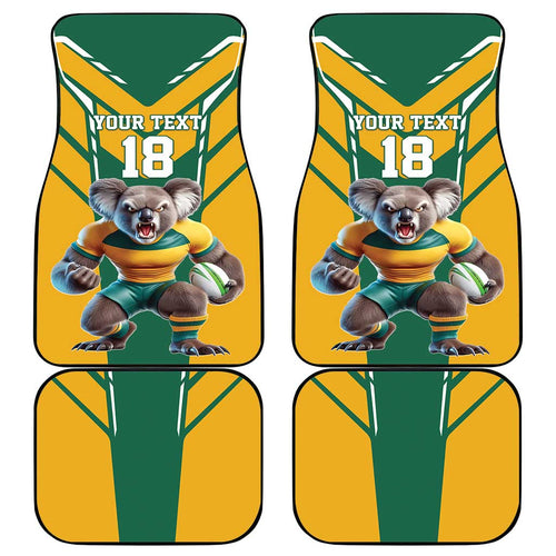 Custom Australia Rugby Car Mats Koala Mascot Sporty Style - Aussie Hoodie