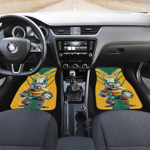 Custom Australia Rugby Car Mats Koala Mascot Sporty Style - Aussie Hoodie