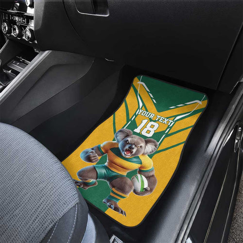 Custom Australia Rugby Car Mats Koala Mascot Sporty Style - Aussie Hoodie