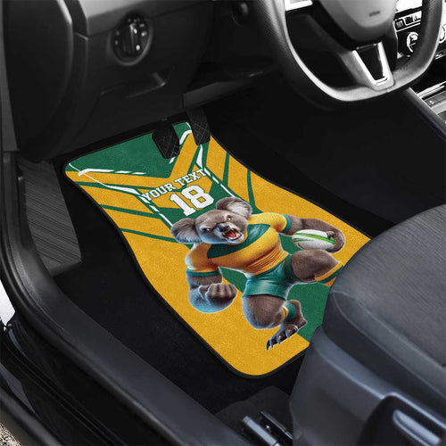 Custom Australia Rugby Car Mats Koala Mascot Sporty Style - Aussie Hoodie