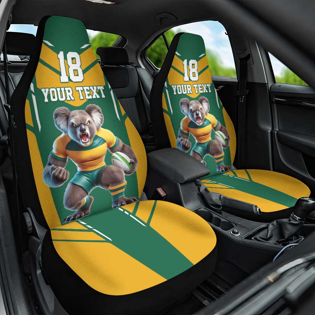 Custom Australia Rugby Car Seat Cover Koala Mascot Sporty Style - Aussie Hoodie