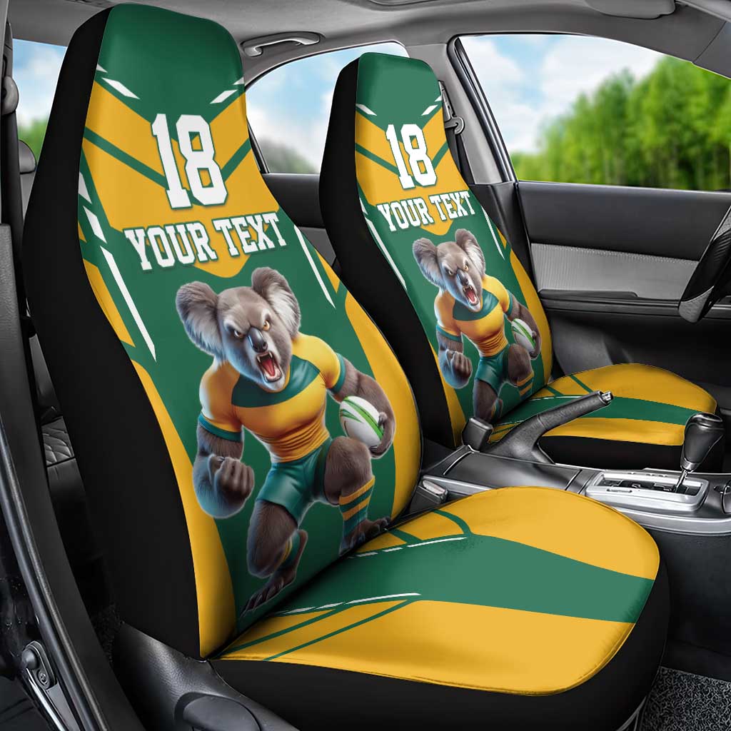 Custom Australia Rugby Car Seat Cover Koala Mascot Sporty Style - Aussie Hoodie
