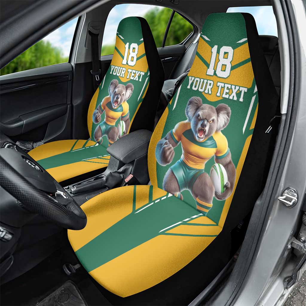 Custom Australia Rugby Car Seat Cover Koala Mascot Sporty Style - Aussie Hoodie