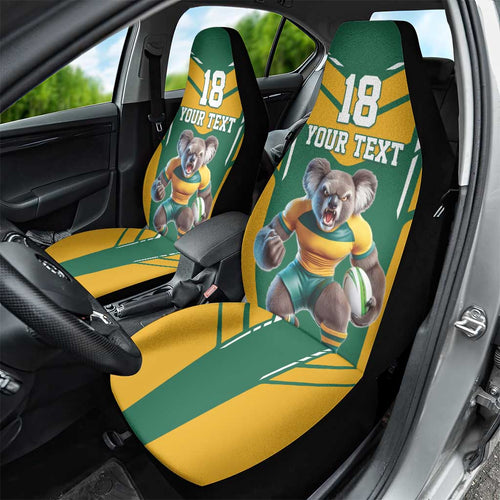 Custom Australia Rugby Car Seat Cover Koala Mascot Sporty Style - Aussie Hoodie