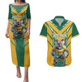 Custom Australia Rugby Couples Matching Puletasi and Hawaiian Shirt Koala Mascot Sporty Style - Aussie Hoodie