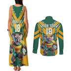 Custom Australia Rugby Couples Matching Tank Maxi Dress and Long Sleeve Button Shirt Koala Mascot Sporty Style - Aussie Hoodie