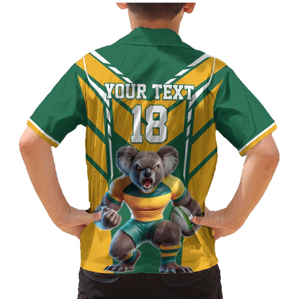 Custom Australia Rugby Family Matching Mermaid Dress and Hawaiian Shirt Koala Mascot Sporty Style - Aussie Hoodie