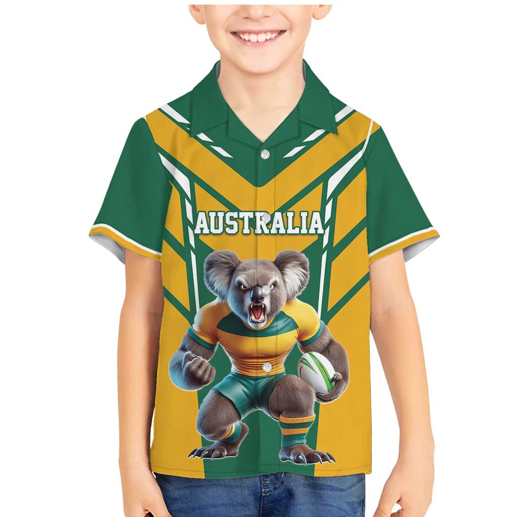 Custom Australia Rugby Family Matching Mermaid Dress and Hawaiian Shirt Koala Mascot Sporty Style - Aussie Hoodie