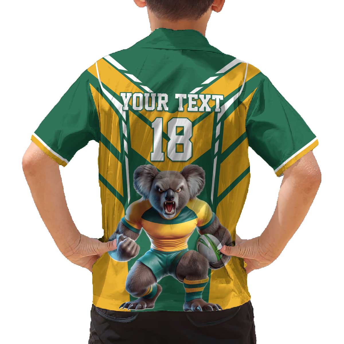 Custom Australia Rugby Family Matching Off The Shoulder Long Sleeve Dress and Hawaiian Shirt Koala Mascot Sporty Style - Aussie Hoodie